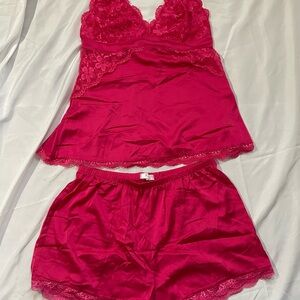 Chic Fuchsia Lace Pajama Set